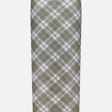 The Azana Mesh Plaid Skirt by RONNY KOBO is a high-waisted, knee-length skirt with a green, gray, and white diagonal plaid pattern—perfect for elevating your office look.