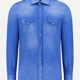 Distressed Denim Western Shirt