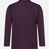 A back view of the SARTORIO Wool Herringbone Sportcoat in purple, featuring a straight hem and a visible center seam, displayed against a plain white background.