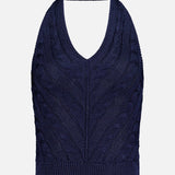 Silk Cable Knit Halter Top