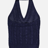 Silk Cable Knit Halter Top
