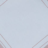 Light blue Harlan Cotton Pocket Square from SIMONNOT GODARD, featuring a decorative red pinstripe border.