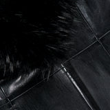 Stand Studio Estella Faux Fur Detail Coat in black faux leather with a thick faux fur shawl collar and a single visible button.