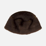 Dark brown faux fur Ozzy Pillerbox Hat.