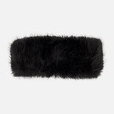 A black faux fur Zephyra Faux Fur Headband by Stand Studio.