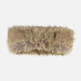 Stand Studio Zephyra Faux Fur Headband in beige, tan, and brown.