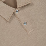 Beige Long Sleeve Polo Pullover Sweatshirt by STONE ISLAND, featuring a collared design with two buttons and the label inside the collar—a timeless sportswear classic.