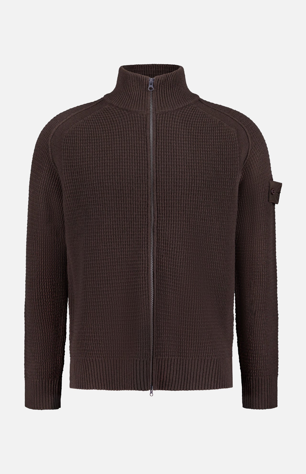 Wool Tonal Patch Zip Up Sweater (14697879961963)