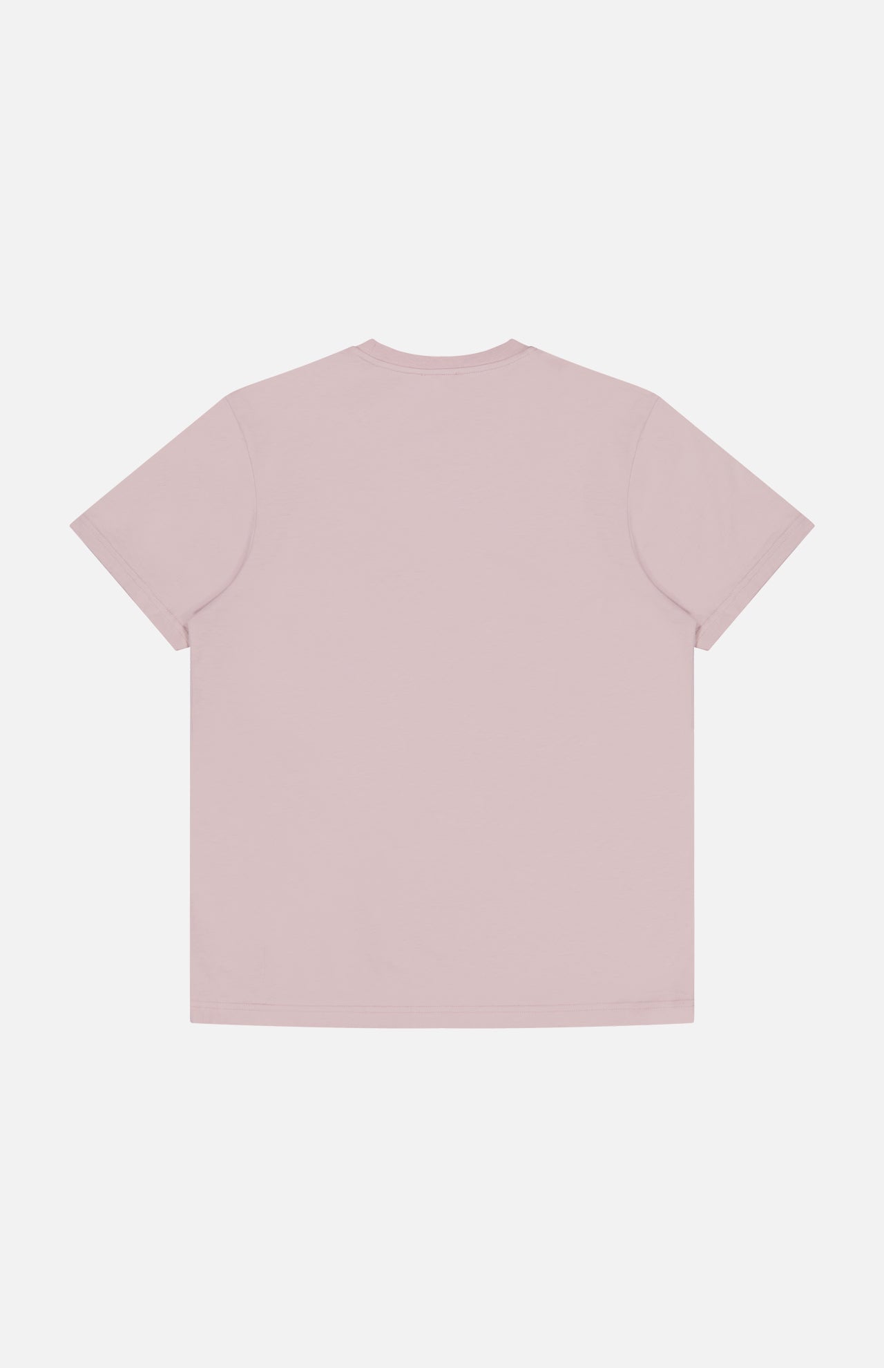 The SUNSPEL Classic Short Sleeve T-Shirt in pale pink, made from 100% cotton, is shown flat on a white background with the back side visible and no patterns, logos, or designs.