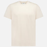 The SUNSPEL Classic Short Sleeve T-Shirt, made in Portugal from cotton, features a crew neck and comes in off-white or cream. Displayed against a white background.