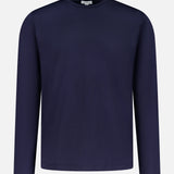 The SUNSPEL Long Sleeve Classic T-Shirt, crafted from 100% cotton in navy, is shown against a white background.