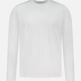 The SUNSPEL Long Sleeve Classic T-Shirt, crafted from white cotton in England, is shown against a light gray background.