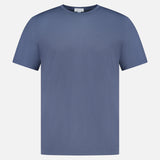 SUNSPEL Short Sleeve Classic T-Shirt in plain blue cotton, smooth fabric, made in England, shown front-facing on a white background.