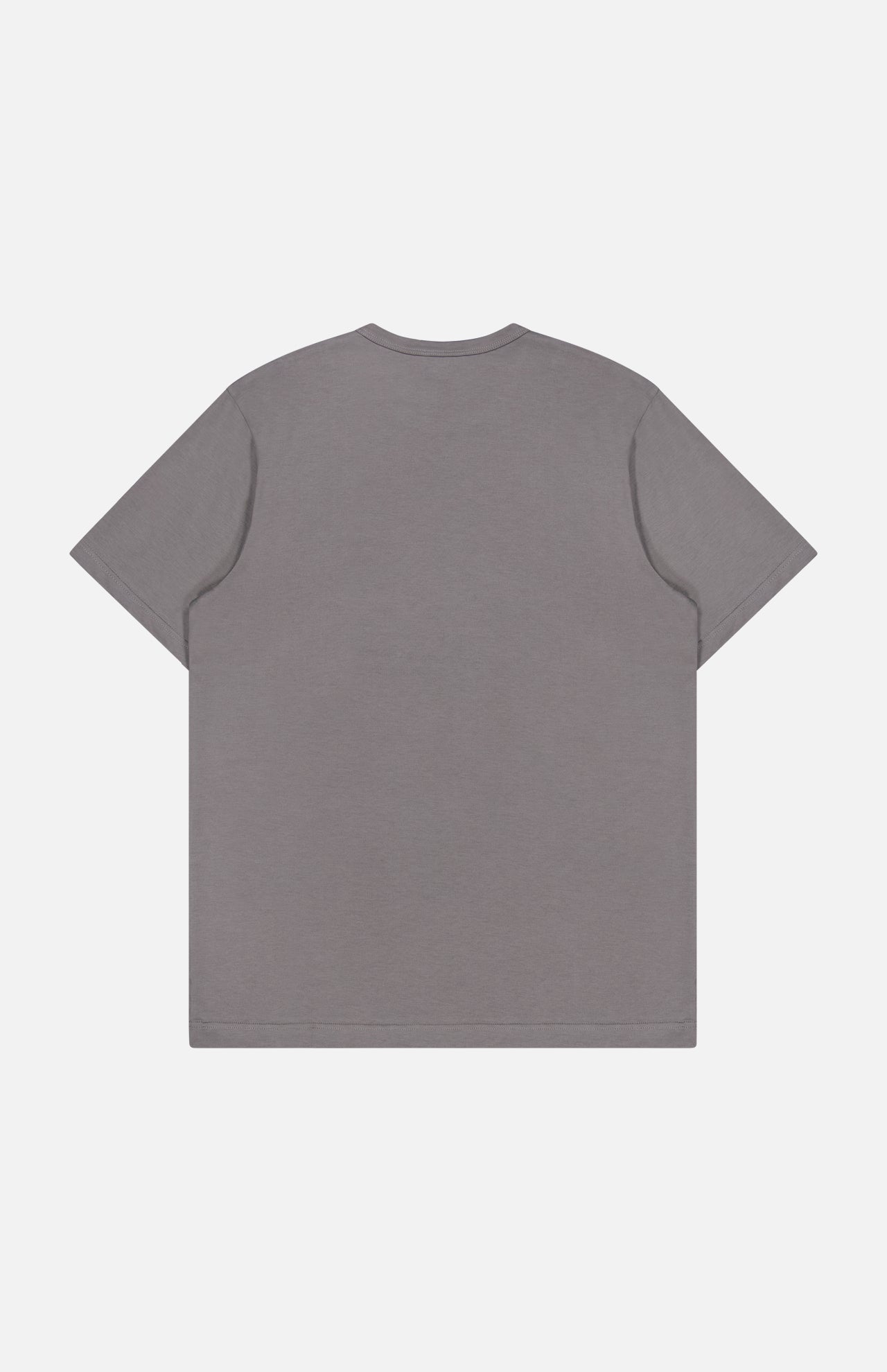 The SUNSPEL Short Sleeve Classic T-Shirt, crafted from 100% cotton in grey, is displayed from the back and laid flat on a white background.