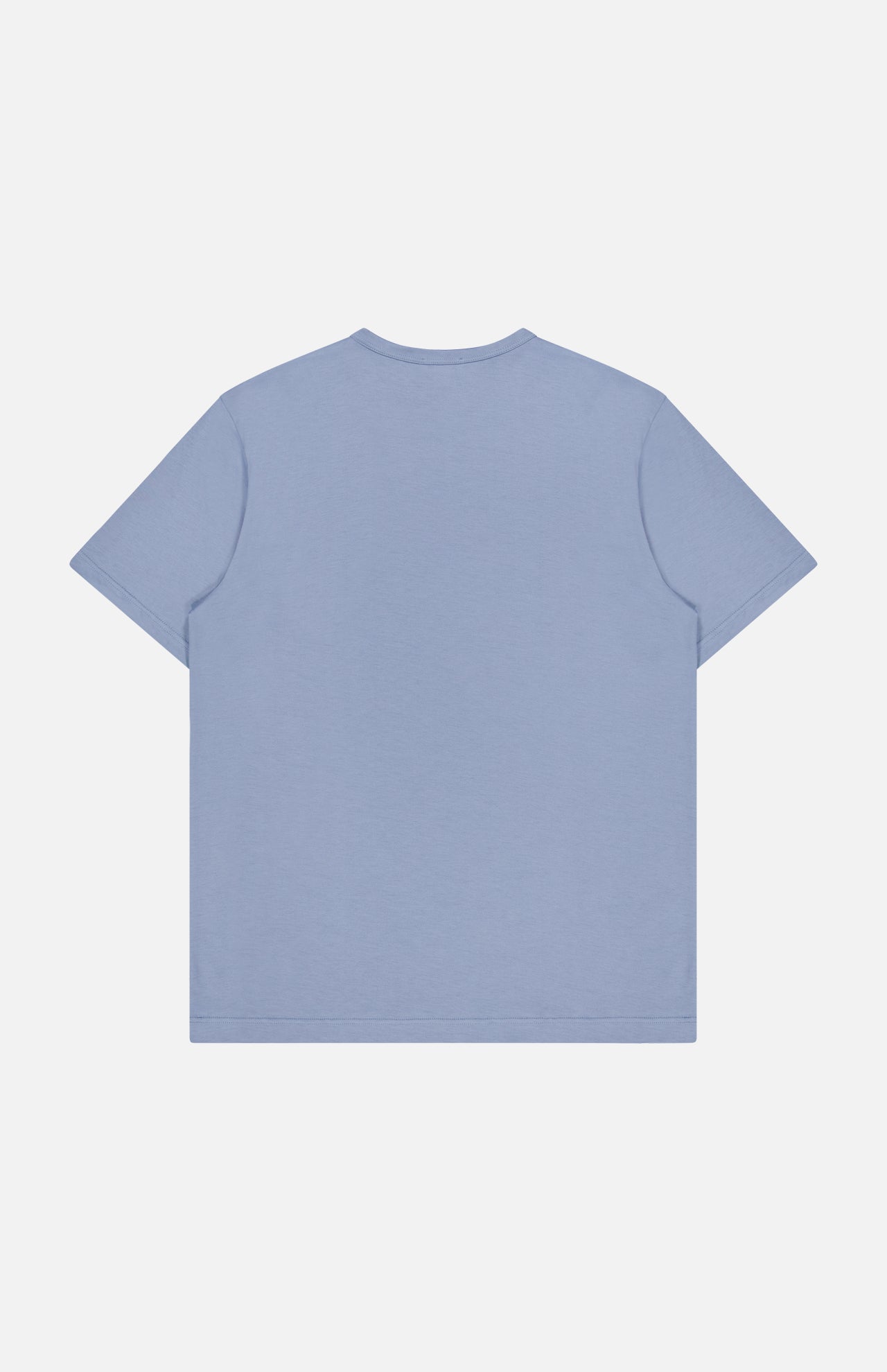 The SUNSPEL Short Sleeve Classic T-Shirt is shown laid flat and viewed from the back against a white background. This light blue cotton tee is made in England.