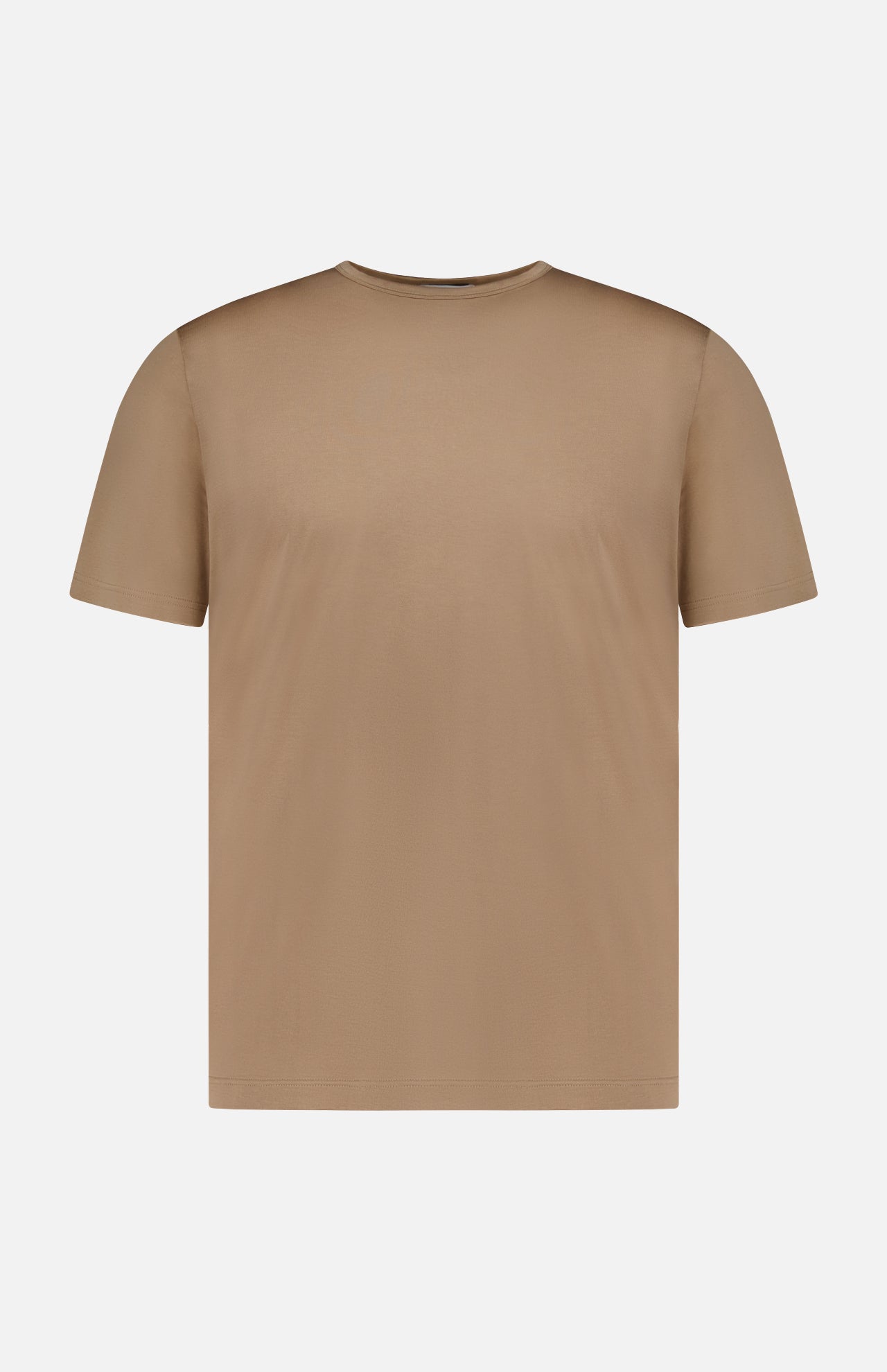 The SUNSPEL Short Sleeve Classic T-Shirt, crafted from light brown cotton, is shown from the back on a white background with no visible logos or designs. This timeless t-shirt is made in England.