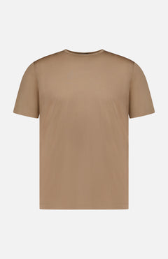 The SUNSPEL Short Sleeve Classic T-Shirt, crafted from light brown cotton, is shown from the back on a white background with no visible logos or designs. This timeless t-shirt is made in England.