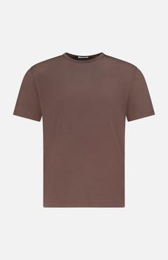 The SUNSPEL Short Sleeve Classic T-Shirt features a plain brown design, crew neckline, and short sleeves. Made from 100% cotton and shown against a white background.