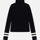 Superfine Merino Striped Fitted Turtleneck Top