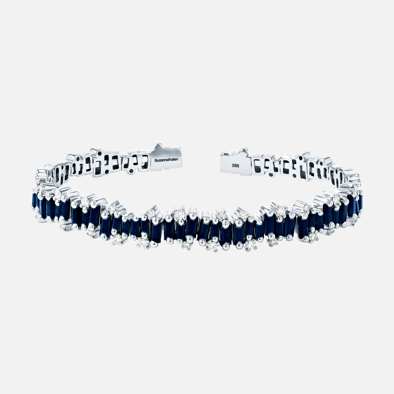 Dark Blue Sapphire Baguette Flexible Bangle (6977015447667)