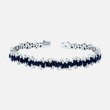 Dark Blue Sapphire Baguette Flexible Bangle (6977015447667)