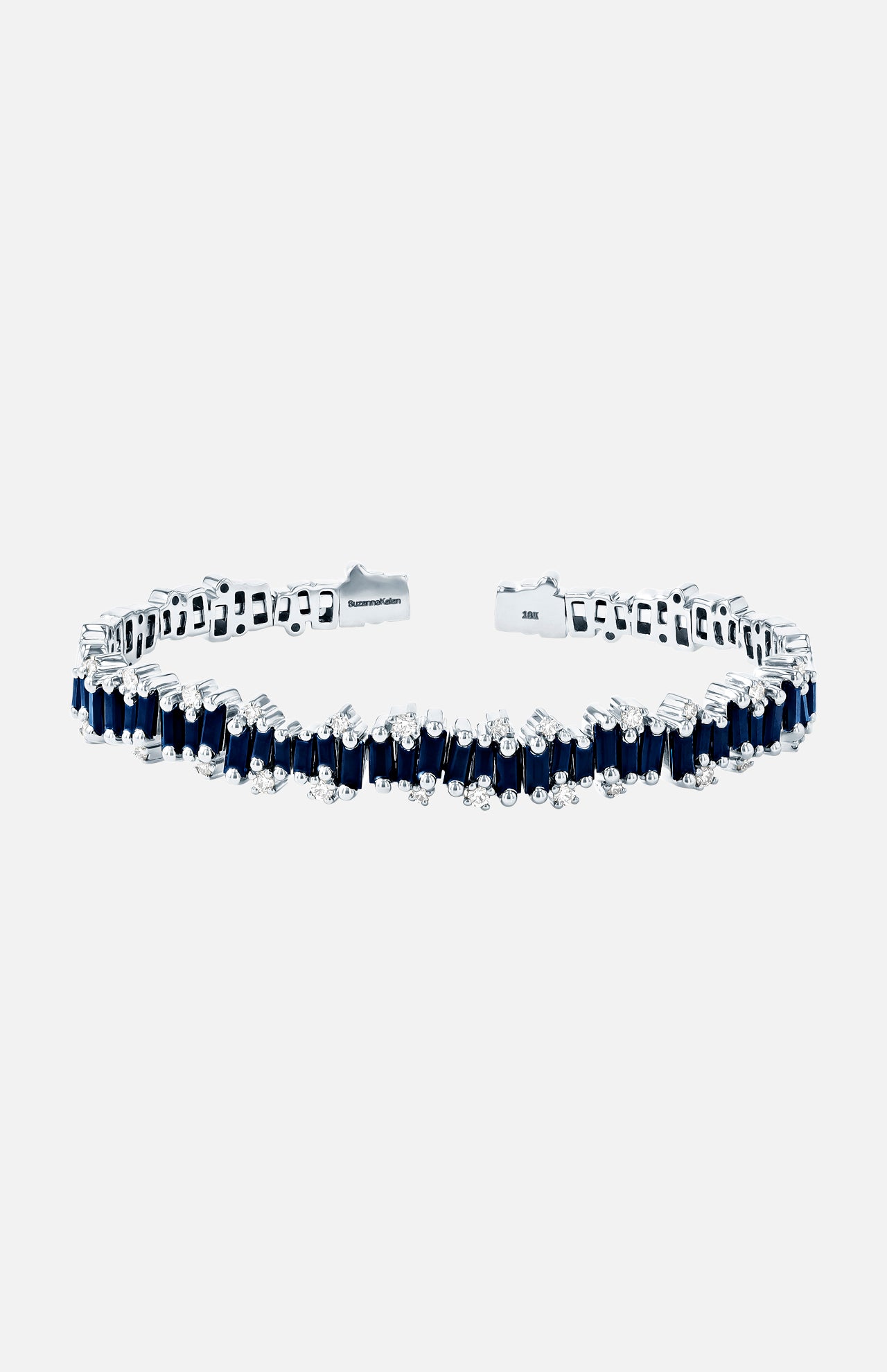 Dark Blue Sapphire Baguette Flexible Bangle (6977015447667)
