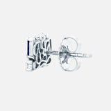 Dark Blue Sapphire Round White Diamond Earring (6976246120563)