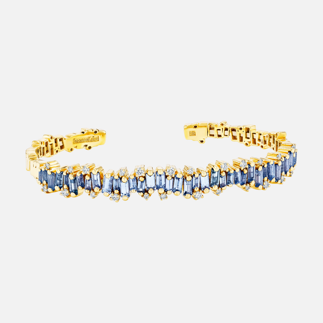 Light Blue Sapphire Baguette Flexible Bangle (6977015316595)