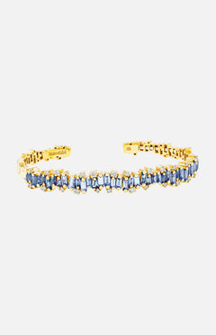 Light Blue Sapphire Baguette Flexible Bangle (6977015316595)