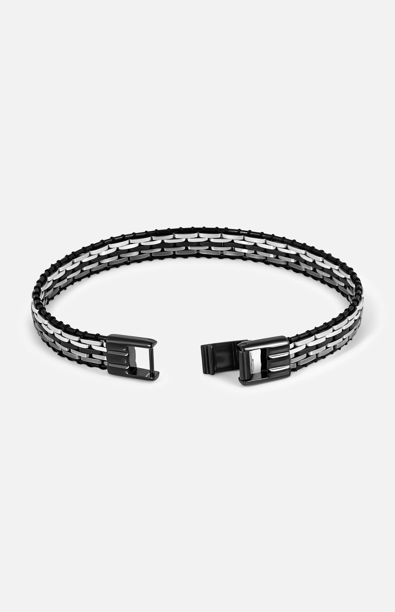 Tessellate Steel and Leather Bracelet (14657512898923)