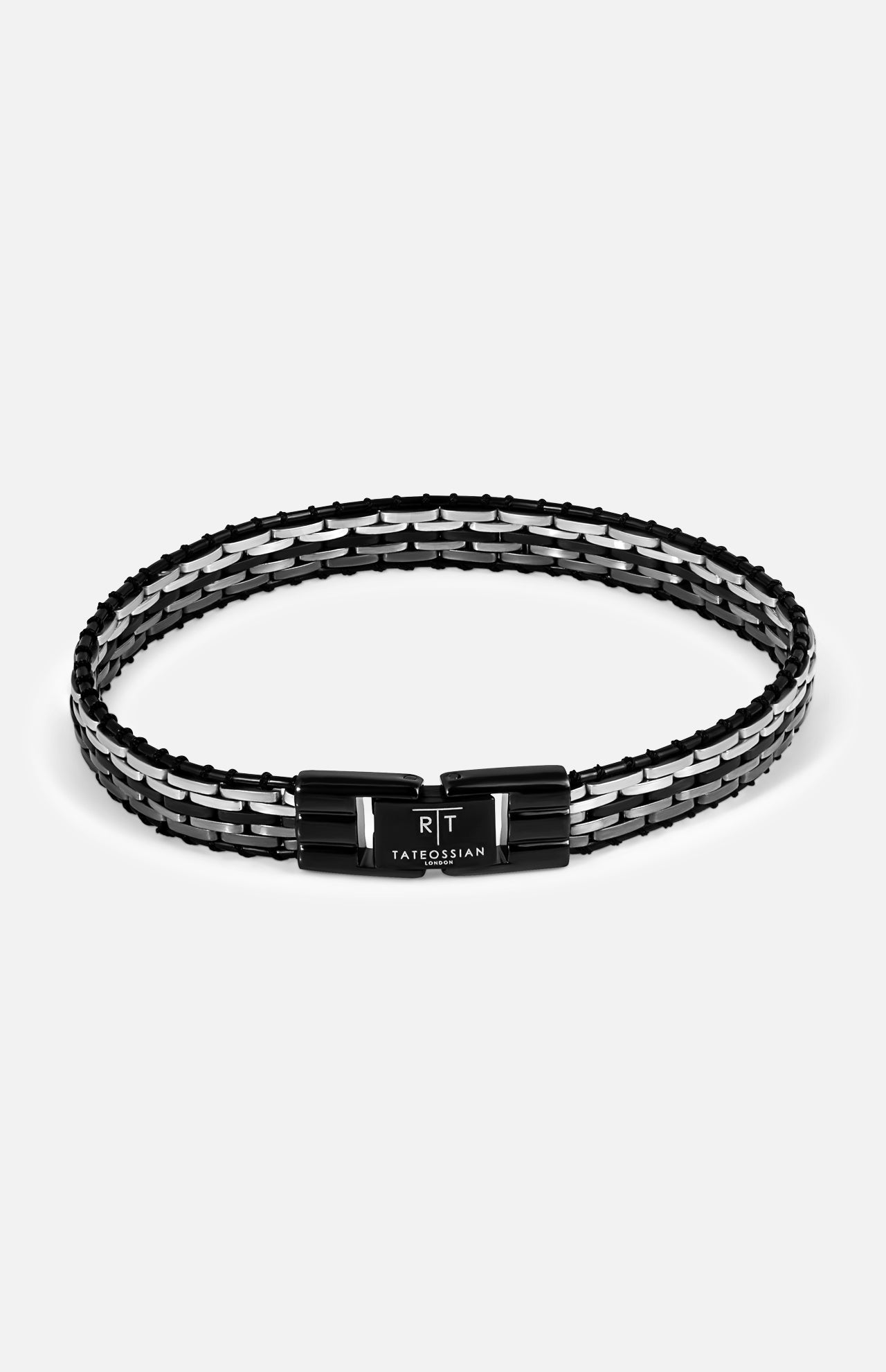 Tessellate Steel and Leather Bracelet (14657512898923)