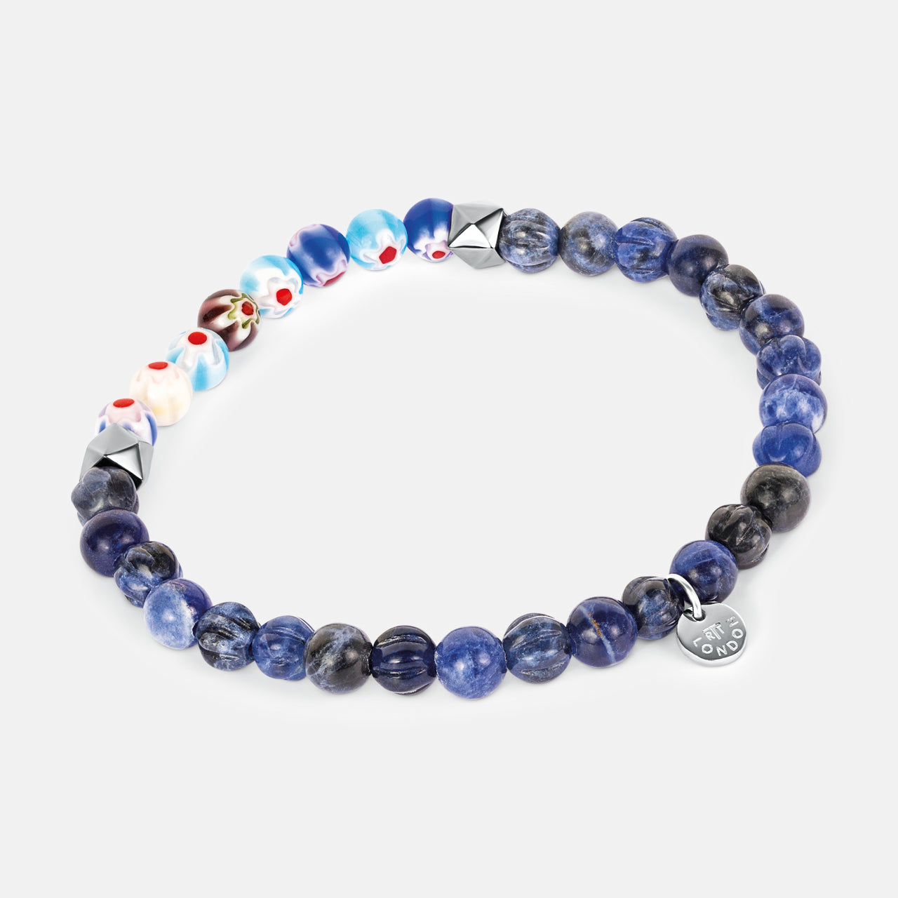 Millefiori Floral Glass Beaded Bracelet (14621198123371)