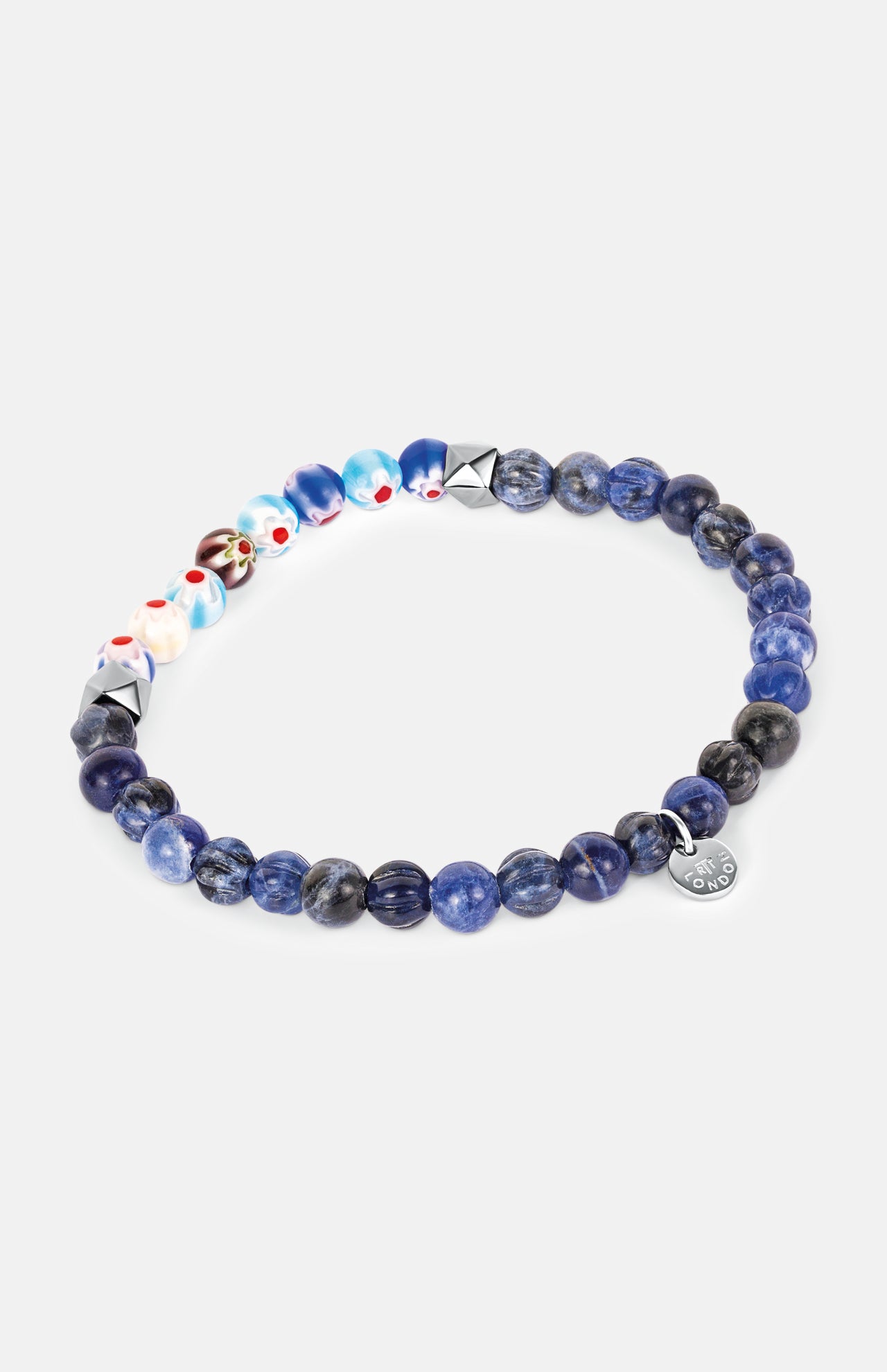 Millefiori Floral Glass Beaded Bracelet (14621198123371)