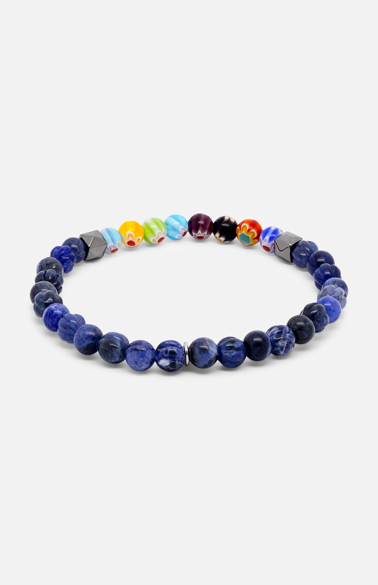 Millefiori Floral Glass Beaded Bracelet (14621198123371)