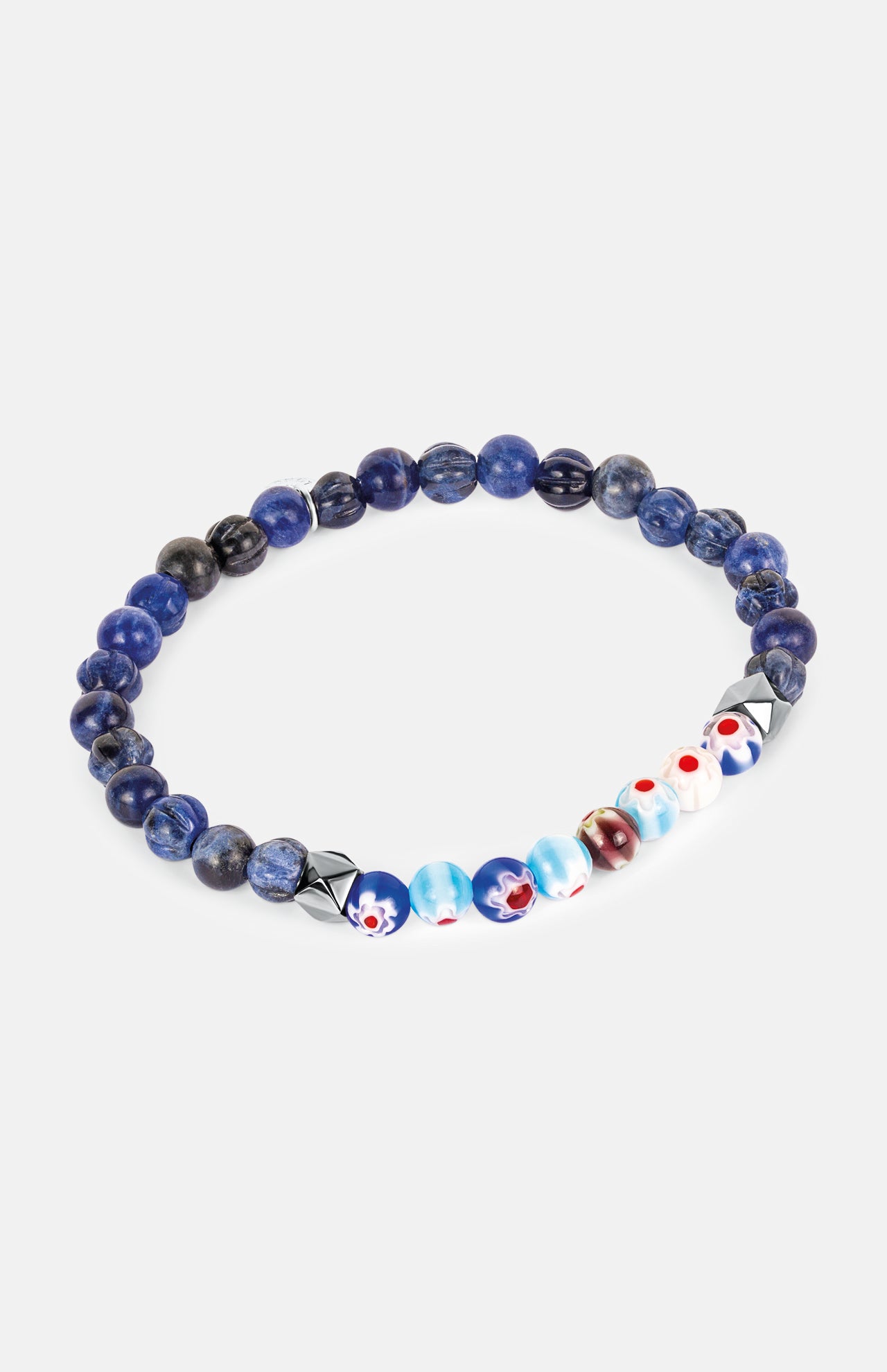 Millefiori Floral Glass Beaded Bracelet (14621198123371)