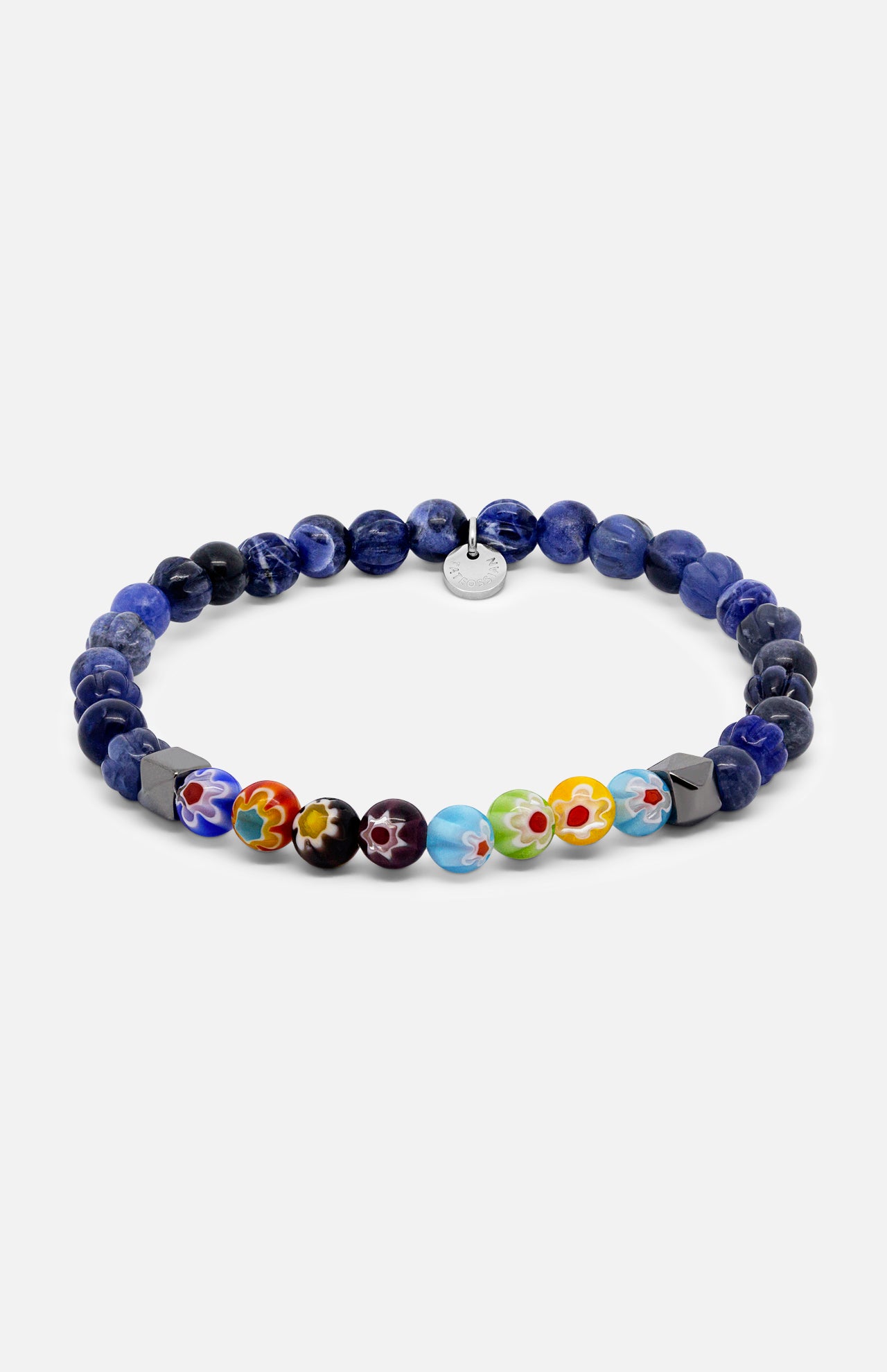 Millefiori Floral Glass Beaded Bracelet (14621198123371)