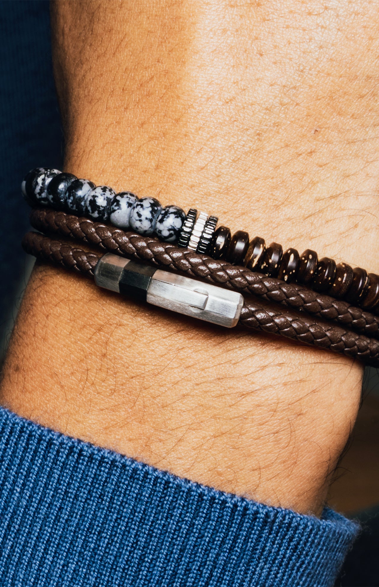 Octagon Click Pelle Bracelet (7162963099763)