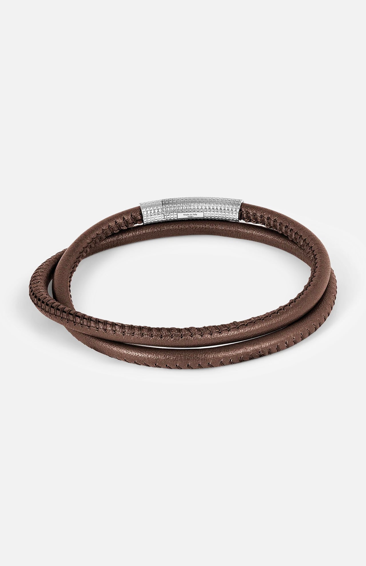 Rhodium & Leather Bracelet (14657512833387)