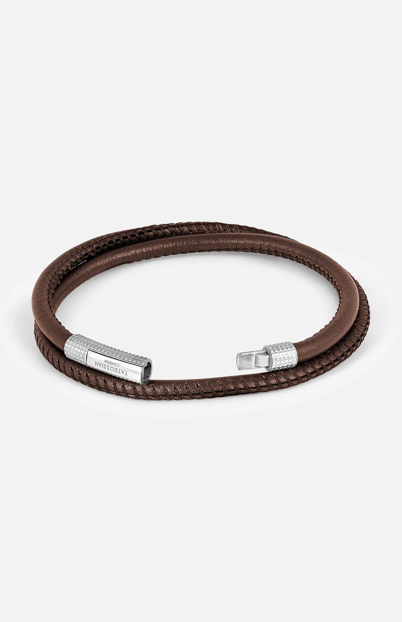 Rhodium & Leather Bracelet (14657512833387)
