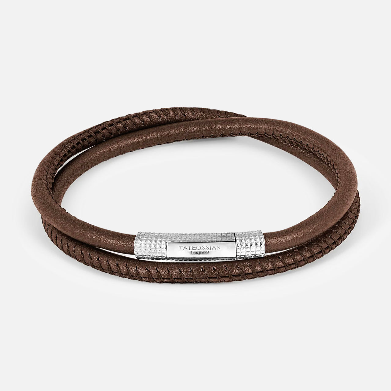 Rhodium & Leather Bracelet (14657512833387)