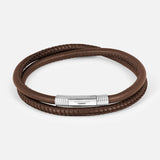 Rhodium & Leather Bracelet (14657512833387)