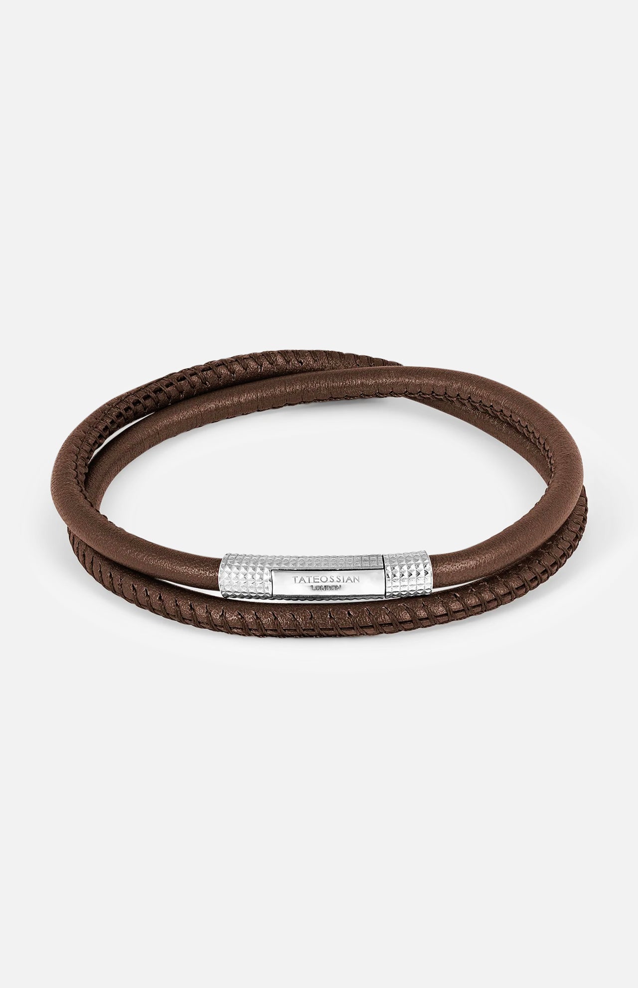Rhodium & Leather Bracelet (14657512833387)