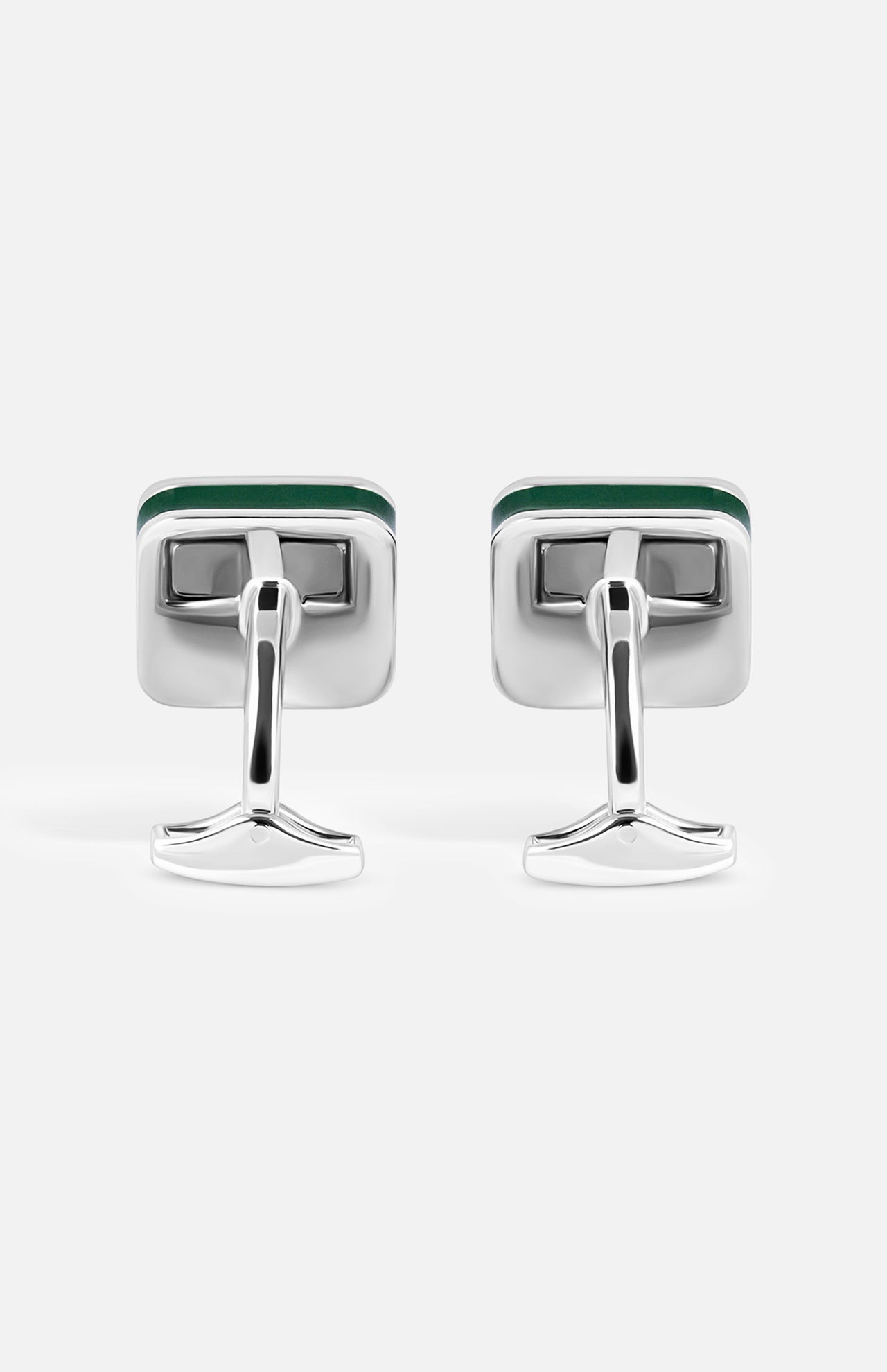 Sports Ice Golf Cufflinks in Palladium Plated w Green Enamel (14621259366763)