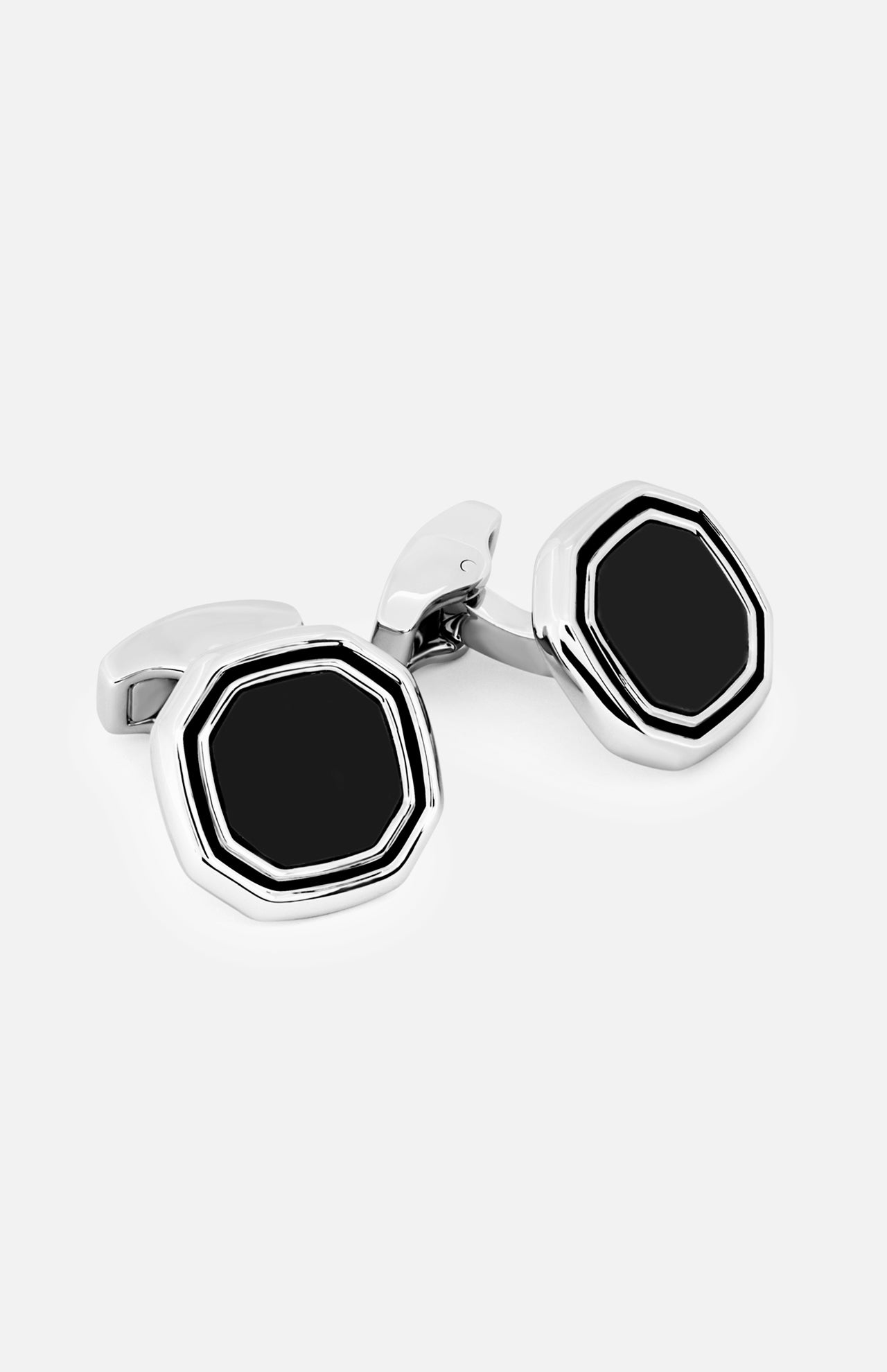 White Bronze Plated Octagon Semi-Precious Cufflinks (14621259399531)