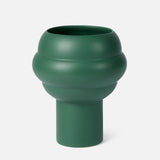 The Tree Vase Forest Green by THE CONRAN SHOP features a modern design with a wide, rounded middle and cylindrical base, shown on a plain light gray background.