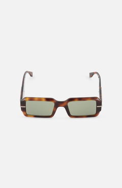 FENDI Square Brown Sunglasses with green-tinted lenses, shown from the front against a plain white background.
