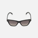 Celine Cat Eye Black Sunglasses by CELINE, featuring slightly upswept frames crafted from premium acetate and dark gradient lenses, made in Italy, displayed on a plain white background.