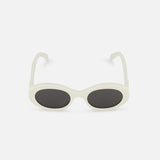 The Celine White Oval Sunglasses by CELINE feature thick white frames and dark lenses, inspired by the iconic French brand, and are shown against a plain white background for a luxurious touch.