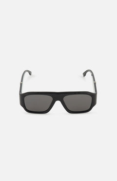Front view of Fendi Square Black Sunglasses by FENDI, featuring a black square frame and dark tinted lenses, set against a white background—ideal statement sunglasses for bold style.