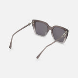 Fendi Square Grey Sunglasses by FENDI shown from the back, featuring bold square frames, dark tinted lenses, and both arms extended to display the FF diamonds hinge logo against a plain white background.